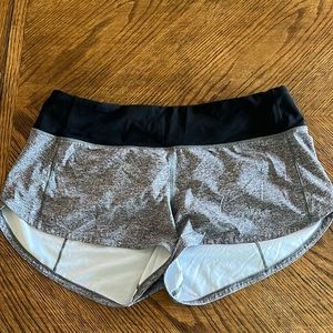 Lululemon grey shorts, with black waist, liner cut out*